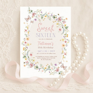 Lente Wilde Bloem Vlinder Tuin Sweet 16 Kaart