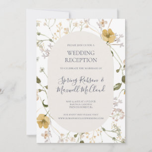 Lente Wilde Bloem   Witte Trouwreceptie Kaart