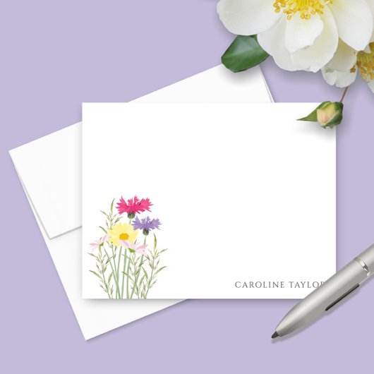 Lente Wilde Bloemen Aquarel Bloemen Briefpapier Notitiekaartje