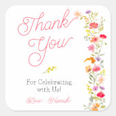  lente wilde bloemen bloemenbruids dank u vierkante sticker (Voorkant)