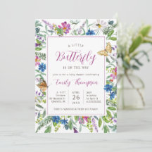 Lente Wilde Bloemen Kleine Vlinder Baby Shower