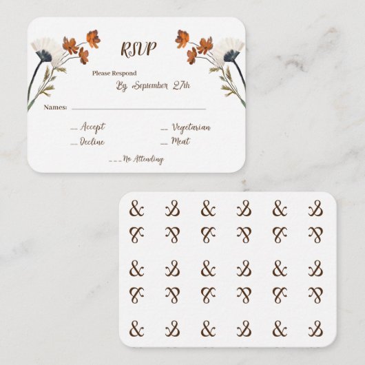 Lente wilde bloemen Letter Background Wedding RSVP Informatiekaartje (Voorkant / Achterkant)