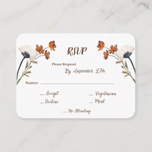 Lente wilde bloemen Letter Background Wedding RSVP Informatiekaartje (Voorkant)