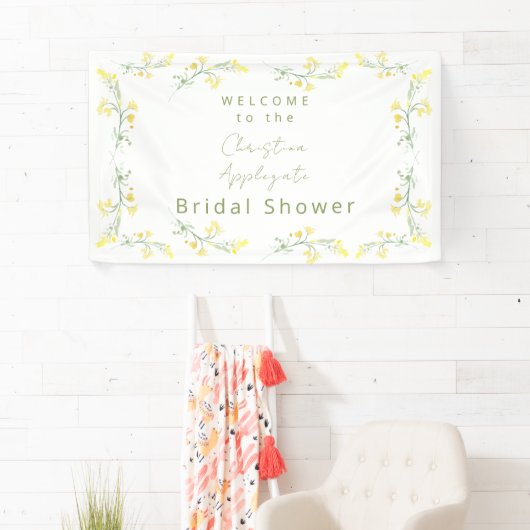 Lente Wilde Bloemen Witte Bruiloft Feest  Spandoek (Insitu)