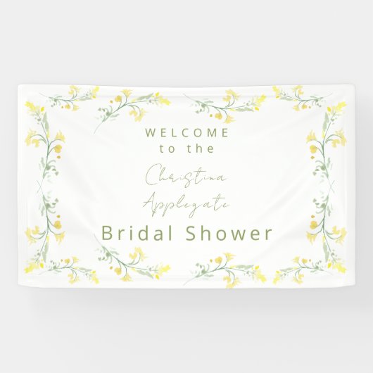 Lente Wilde Bloemen Witte Bruiloft Feest  Spandoek (Horizontaal)