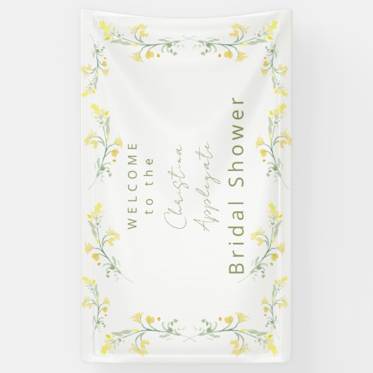 Lente Wilde Bloemen Witte Bruiloft Feest  Spandoek (Verticaal)