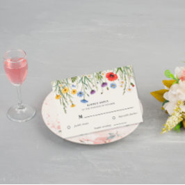 Lente Wilde Bloemenweide Bruiloft RSVP Kaartje