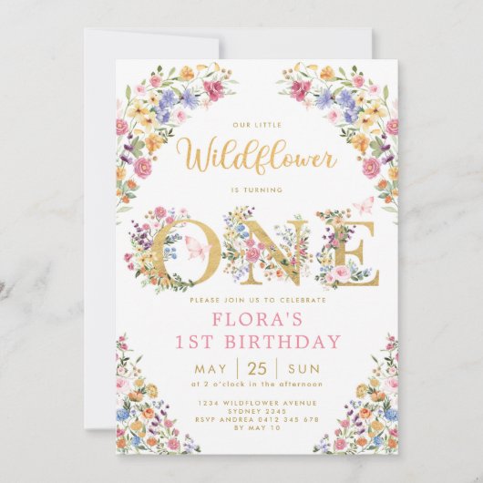 Lente Wilde Meadow Girl 1e verjaardag Kaart (Voorkant)