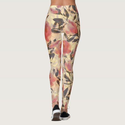 Lente wilde rozen: waterverf. leggings (Achterkant)