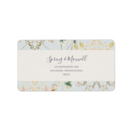 Lente Wildflower Light Blue Wedding RSVP Adres Etiket