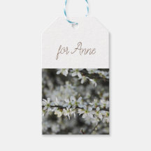 Lente, witte bloesems foto geschenk Labels
