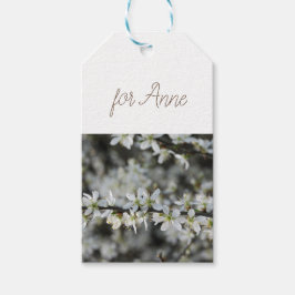 Lente, witte bloesems foto geschenk Labels Cadeaulabel