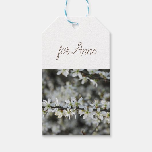Lente, witte bloesems foto geschenk Labels Cadeaulabel (Voorkant)