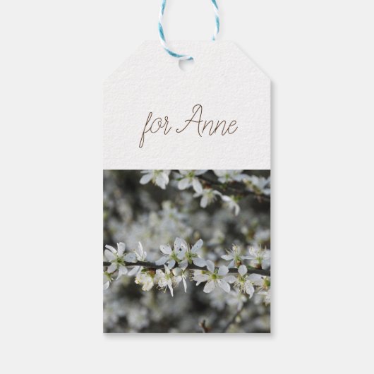 Lente, witte bloesems foto geschenk Labels Cadeaulabel (Achterkant)