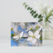 Lente witte groeten briefkaart (Staand voorkant)