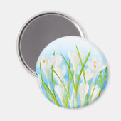 Lente (witte krokussen) magneet (Voorkant / Achterkant)