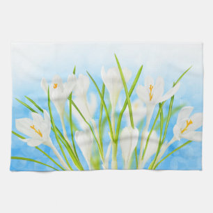 Lente (witte krokussen) theedoek