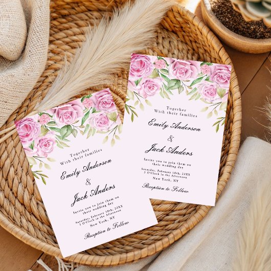 lente Zacht Roze Bloemen elegante bruiloft Kaart