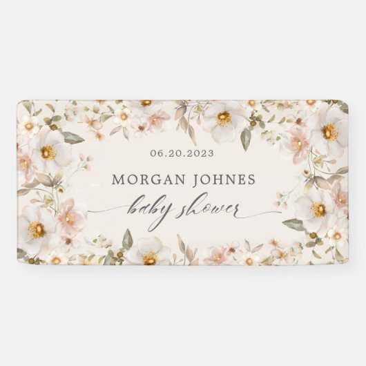 Lente Zachte Bloem Bruiloft Feest Spandoek (Horizontaal)