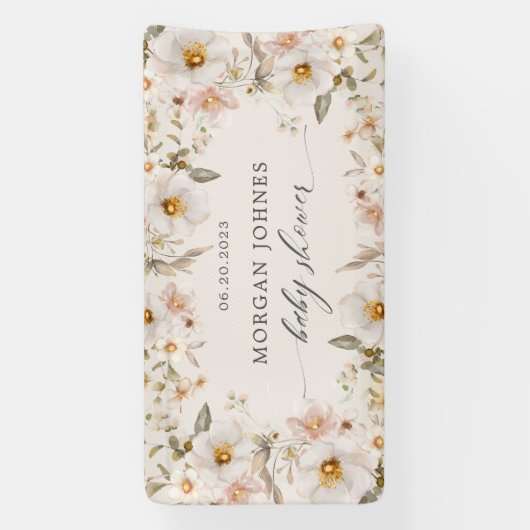 Lente Zachte Bloem Bruiloft Feest Spandoek (Verticaal)