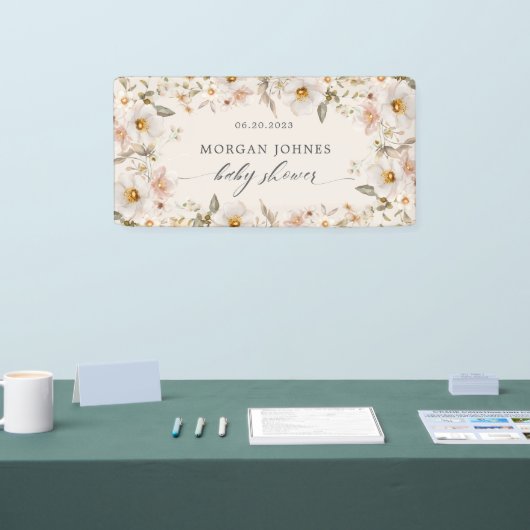 Lente Zachte Bloem Bruiloft Feest Spandoek (Beurs)