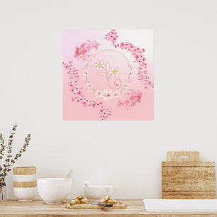Lente Zegen, Roze Bloemen Kunst Poster