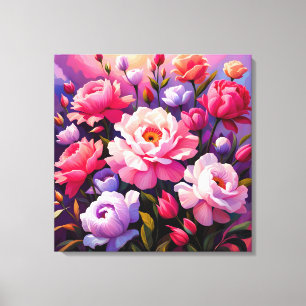 Lente Zen Zonsopgang Roze Bloesem Tuin Canvas Afdruk