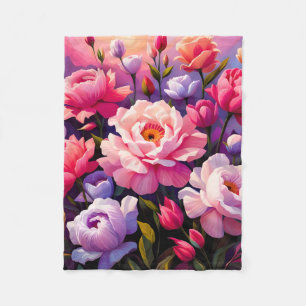 Lente Zen Zonsopgang Roze Bloesem Tuin Fleece Deken