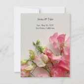 Lente zoete erwten in roze save the date (Achterkant)