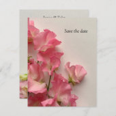 Lente zoete erwten in roze save the date (Voorkant / Achterkant)