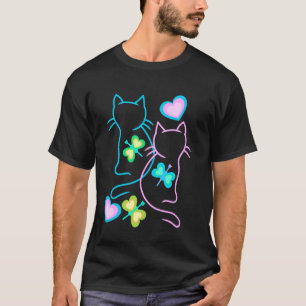 Lente Zomer 80er Retro Katten Vlinders Harten Ch T-shirt
