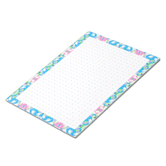 Lente Zomer Blauw Roze Dot Grid BuJo Planner Notitieblok (Schuin)
