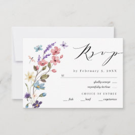 Lente Zomer Bloem Bruiloft Wilde Bloemen RSVP Kaartje