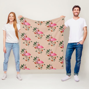 Lente Zomer Bloem Roze Flamingo Fleece Deken