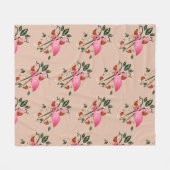 Lente Zomer Bloem Roze Flamingo Fleece Deken (Voorkant (Horizontaal))