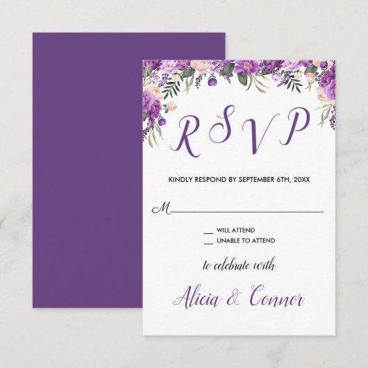 Lente Zomer Bloem RSVP Antwoord Reactie Kaart (Voorkant / Achterkant)