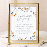 Lente Zomer Bloemen Baby shower Late Night Luier Poster<br><div class="desc">Op maat ontworpen baby shower late night luiers poster teken met een modern rustiek lente zomer bloemenontwerp met gepersonaliseerde boodschap.</div>