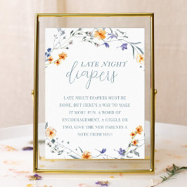 Lente Zomer Bloemen Baby shower Late Night Luier Poster