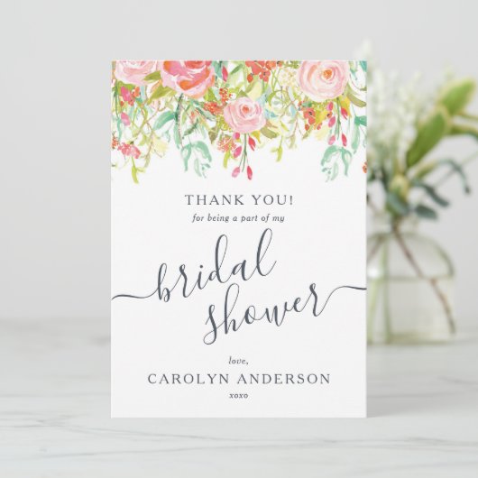 Lente Zomer Bloemen | Bruidsfeest Bedankt (Staand voorkant)