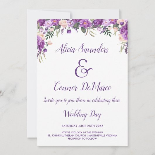 Lente Zomer Bloemen Casual Huwelijksuitnodiging Kaart (Voorkant)