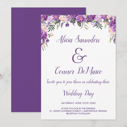 Lente Zomer Bloemen Casual Huwelijksuitnodiging Kaart (Voorkant / Achterkant)