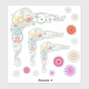 Lente Zomer Bloemen Fun Enkele en Hoekframe Sticker