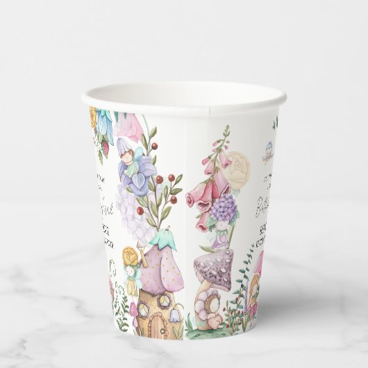 Lente Zomer Bloemen 'Kleine feeën Meisje Verjaarda Papieren Bekers (Rechts)