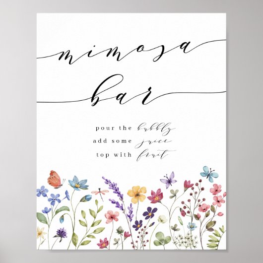 Lente Zomer Bloemen Vrijgezellenfeest Mimosa Bar Poster (Voorkant)