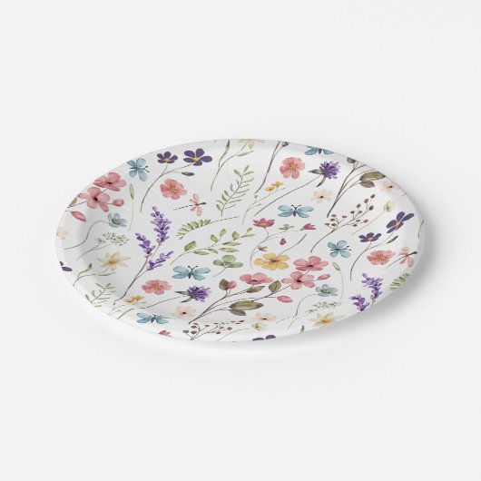 Lente Zomer Bloemen Wildbloemen Vrijgezellenfeest Papieren Bordje (Gekanteld)