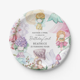 Lente zomer bloemenelletje elfjes meisje verjaarda papieren bordje