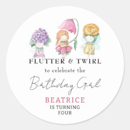 Lente Zomer Bloemige Kleine Feeën Meisje Verjaarda Ronde Sticker