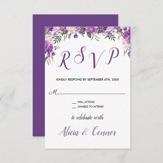 Lente Zomer Bloemige RSVP Antwoord Reactie Kaart (Voorkant / Achterkant)