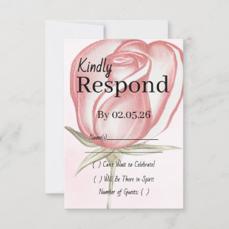 Lente Zomer Blush Roze Tuin Bruiloft RSVP Kaartje
