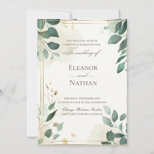 Lente zomer bruiloft en groene bladeren kaart (Voorkant)